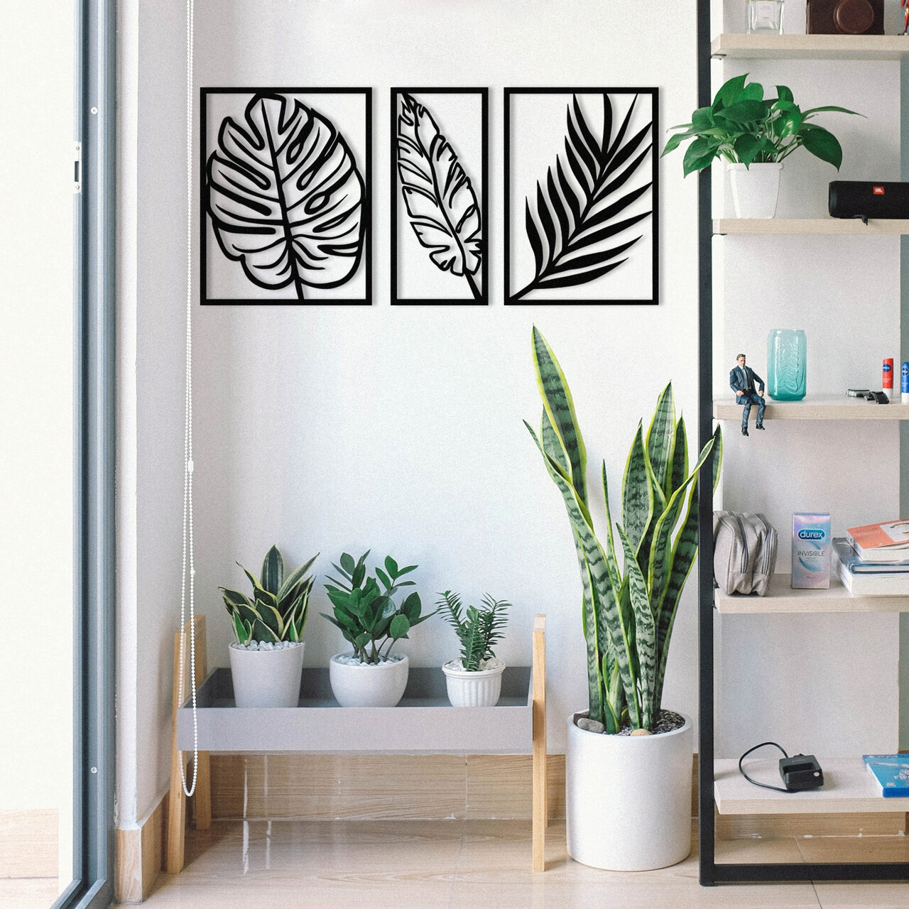 Decoratiune de perete, Leaf2 Metal Decor, metal, 80 x 38 cm, negru - imagine 7